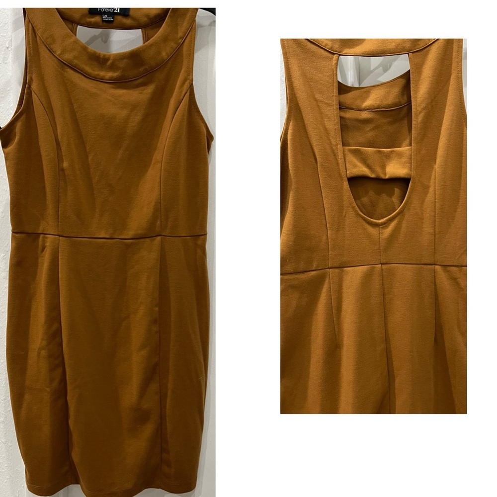 Forever 21 Womens Sleeveless Knit Dress Cut Out Back Cinnamon Brown Jrs L